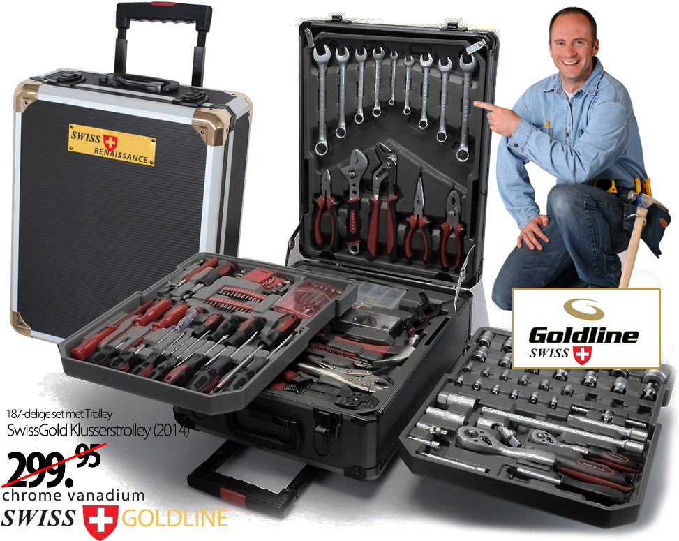 Click to Buy - SWISS TOOLS 186-delige Klusserstrolley **GOLD-LINE**
