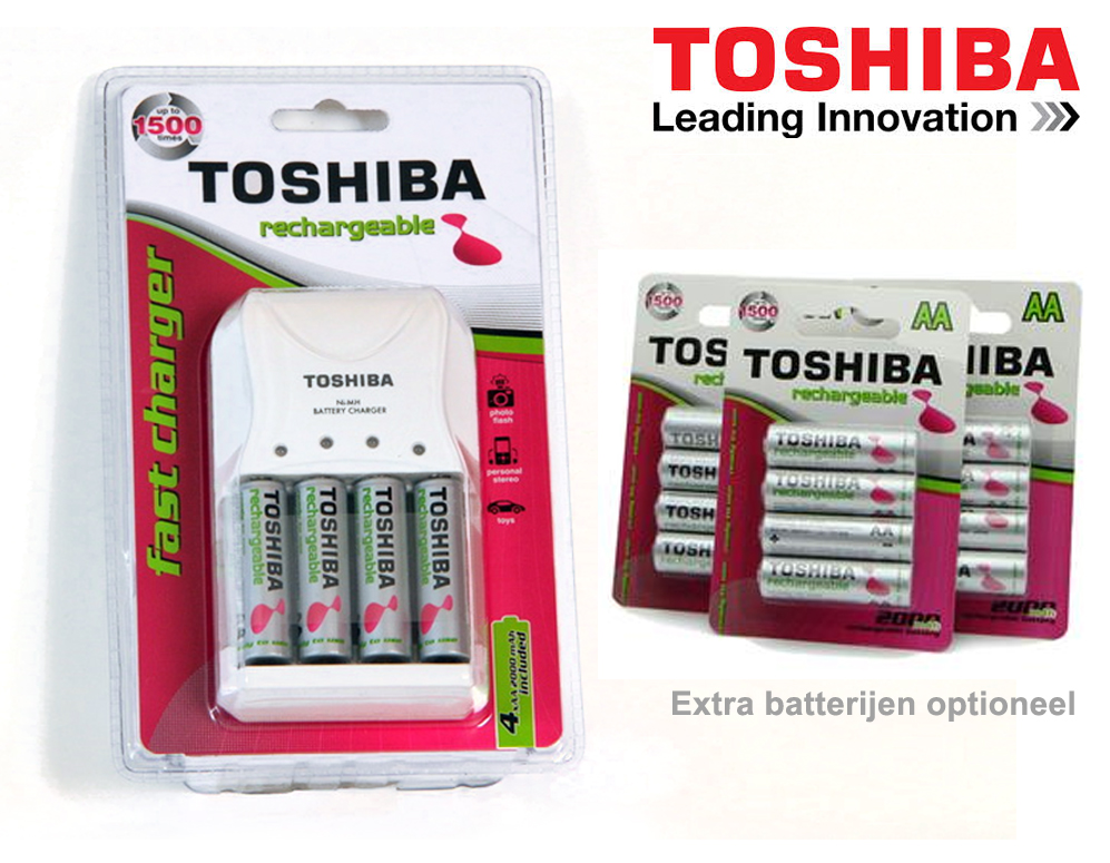 Click to Buy - Toshiba Batterijenlader incl opl. batterijen