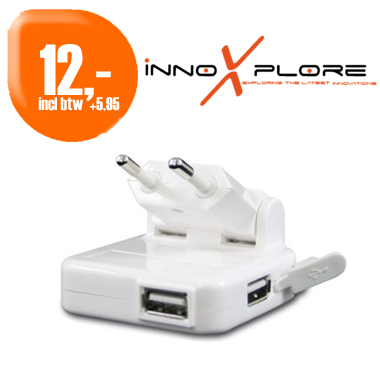 Dagactie - Innoxplore Ix-c32 Universal Dual Port Usb Power Charger