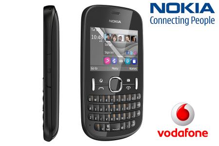 Dagknaller - Nokia 201 Asha Incl. Vodafone Prepaid Met 10,- Beltegoed!