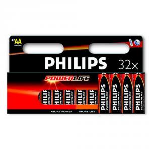 Dagknaller - Philips 32 Pack Alkaline Powerlife Lr6 Aa