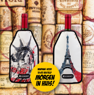 Dagknaller - Sfeervolle Screwpull Wijnkoeler - Eiffeltoren + Vrijheidsbeeld