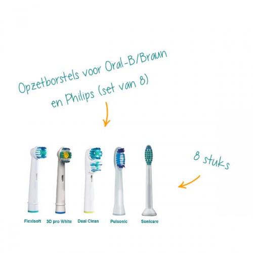 Day Dealers - Opzetborstels voor Oral-B/Braun en Philips (set van 8)