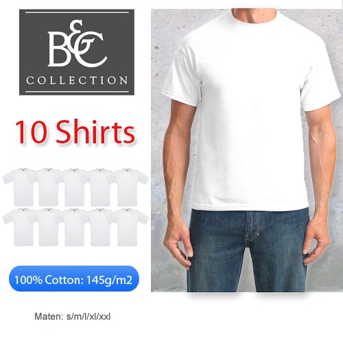 Deal Digger - 10 X Witte Shirts Van Het Merk B&c: