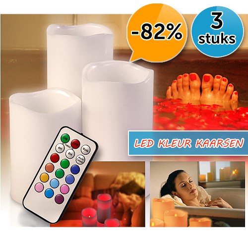 Deal Digger - 3 Kleurrijke Led Wax Kaarsen Met Afstandsbediening