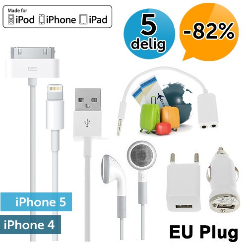 Deal Digger - 5-In-1 Travel Set Voor Apple Iphone 4 Of 5
