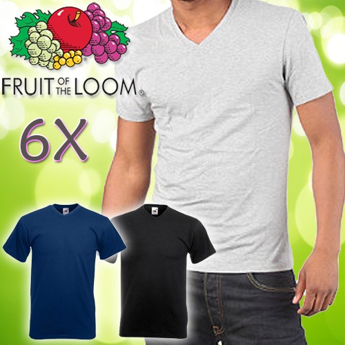 Deal Digger - 6 X Fruit Of The Loom V-neck T-shirts Van Fruit Of The Loom