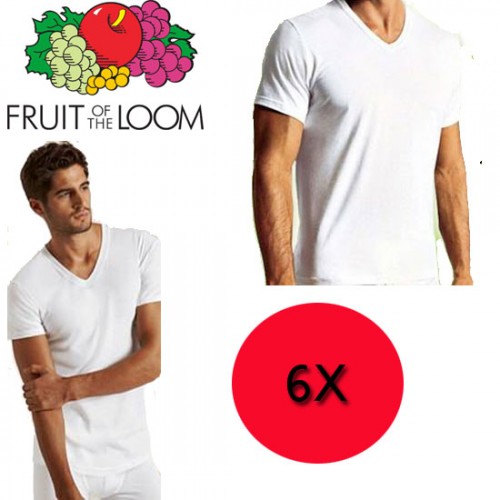 Deal Digger - 6 X Witte V-neck T-shirts Van Fruit Of The Loom