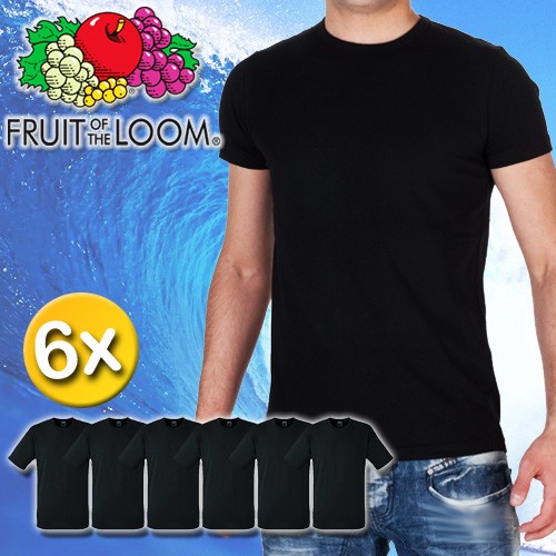 Deal Digger - 6 X Zwarte Fruit Of The Loom T-shirts