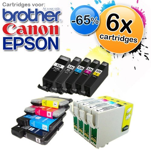Deal Digger - 6-Pack Cartridges Voor Verschillende Type Printers Van Epson, Brother En Canon