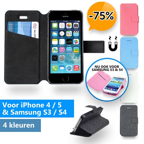 Deal Digger - Super Dunne Bookstyle Flipcase Voor Iphone 4 Of 5 En Samsung S3 Of S4