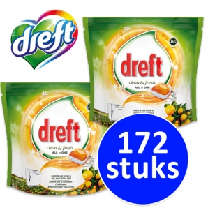 Deal Donkey - 172 Dreft All In One Citrus Vaatwastabletten