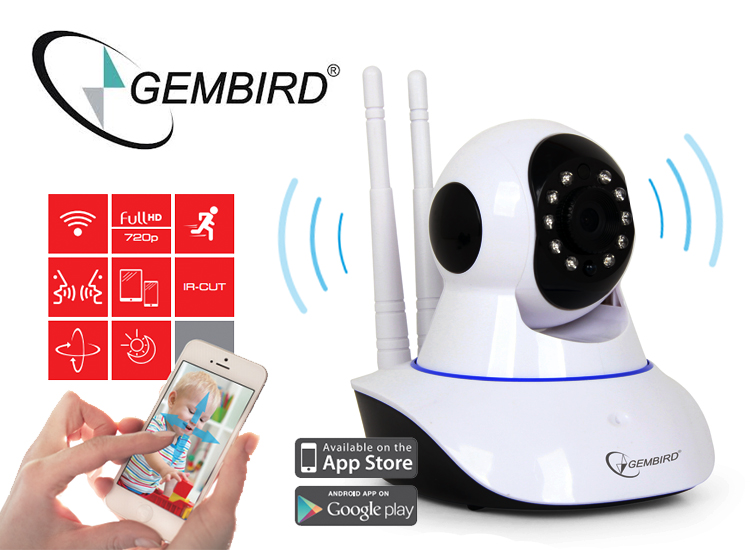 Deal Donkey - Gembird Draaibare Smart Hd Wifi Camera - Indoor Bewakingscamera