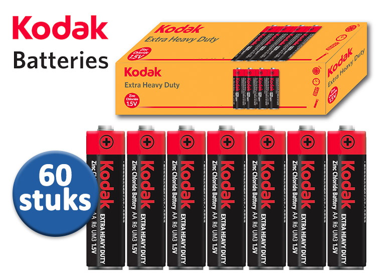 Deal Donkey - Kodak Extra Heavy Duty Batterijen - 60 Stuks