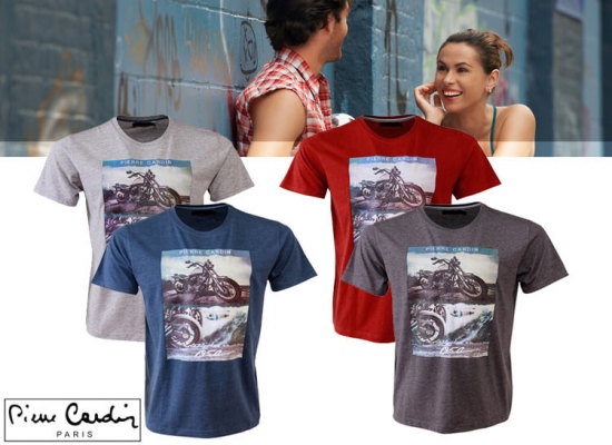 Deal Donkey - Pierre Cardin T-Shirts - Met Opdruk Motor 'Established In 1950'
