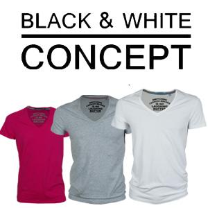 Goeiemode (m) - V-hals T-shirt Van Black En White