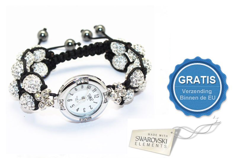 Group Actie - Shamballa Style Armband Horloge Met Swarovski Elements!