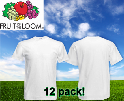 Groupdeal - 12 pack(!!) witte Fruit of the Loom t-shirts van 100% katoen