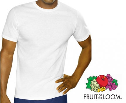 Groupdeal - 12 Witte Fruit of the Loom t-shirts van 100% katoen