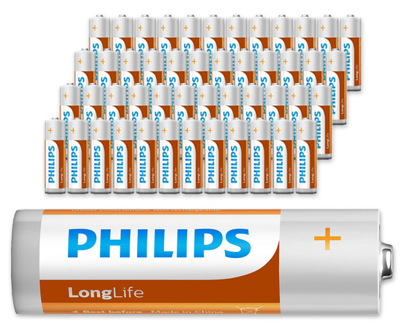 Groupdeal - 48 AA en/of AAA Philips LongLife Batterijen