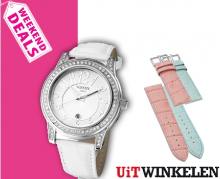 Groupdeal - Chique VendouX Dress Horloge met 3 kleuren bandjes!