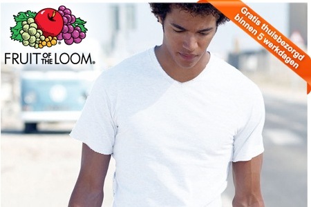 Groupon - € 24 Voor 6 Witte Of Zwarte Fruit Of The Loom T-shirts Met V-hals, Inclusief Verzendkosten (Waarde € 71,70)