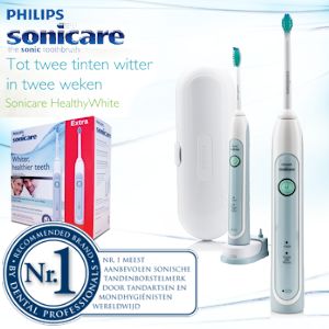 iBood - 2-Pack Philips Sonicare HealthyWhite elektrische tandenborstel + Compact ProResults-opzetborstel