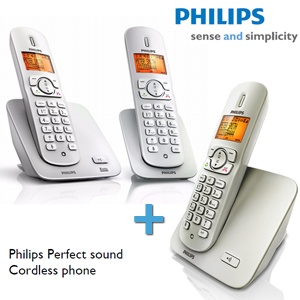 iBood - 3pack Philips Brilliant Pearl wireless DECT telefoon met XHD Sound en nummerherkenning