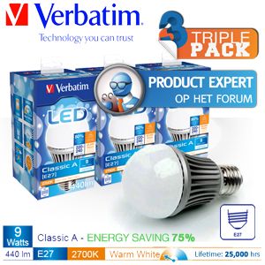 iBood - 3pack Verbatim LED Lampen - dimbaar en elegant ontworpen