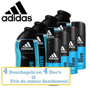 iBood - Adidas pakket met 4 douchegels en 4 deodorants, zo kom je fris de zomer door!