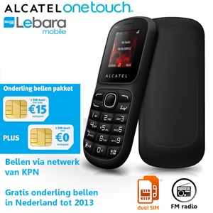 iBood - Alcatel One Touch 217 DUAL SIM + Lebara onderling bellen pakket (€ 15,- beltegoed)