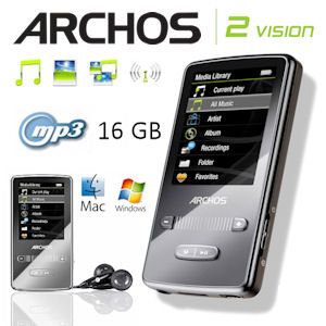 iBood - Archos 2 Vision 16GB MP3 en Media Speler met Touch Control, FM Radio en Uitbreidbaar Geheugen