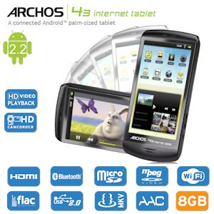 iBood - Archos 43 Internet Tablet met 8GB, Android2.2, WiFi en touchscreen en ingebouwde HD-camera