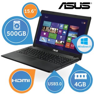 iBood - Asus 15.6 inch laptop met 4GB RAM/ 500GB HDD/ Bluetooth/ HDMI en Windows 8 - refurbished by Asus