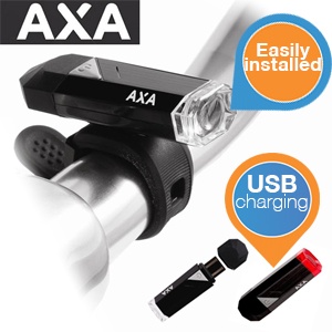 iBood - AXA Sport - fietslampenset met USB oplaadmogelijkheid