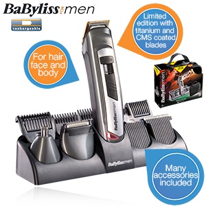 iBood - BaByliss for Men 10 in 1 Multi Styling Set E826PE - Titanium Limited Edition met vele accessoires