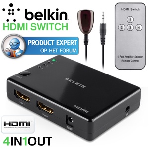 iBood - Belkin 4-naar-1 HDMI schakelaar met afstandsbediening