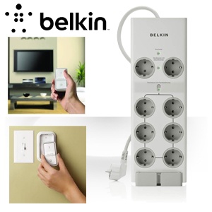 iBood - Belkin Conserve spanningsbeveiliger met 8 stopcontacten en een energiebesparende afstandsbediening