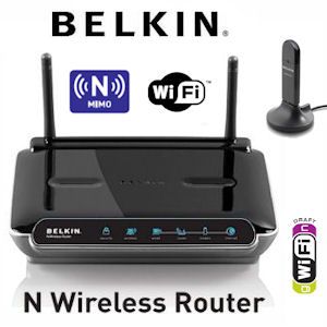 iBood - Belkin N MIMO Wireless Modem Router met Belkin N Wireless USB Dongle