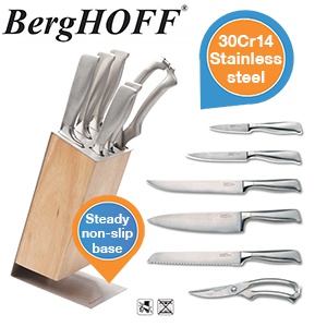 iBood - BergHOFF 7-delig messenblok, met topkwaliteit handgeslepen messen