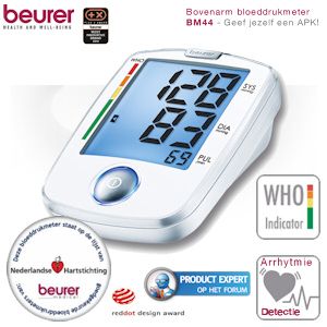 iBood - Beurer BM44 bovenarm bloeddruk/ hartslag meter met WHO classificatie: geef jezelf een APK!