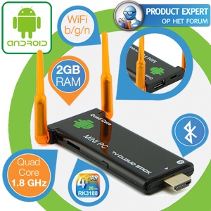 iBood - CX-919 II Quad Core Android HDMI TV Dongle met 2GB, WiFi en Bluetooth