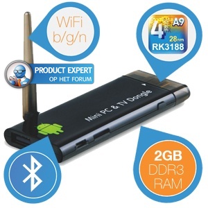 iBood - CX-919 Quad Core Android HDMI TV Dongle met 2GB DDR3, WiFi en Bluetooth