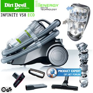 iBood - Dirt Devil Infinity VS8 ECO Stofzakloze Multicyclone Stofzuiger met Parketborstel