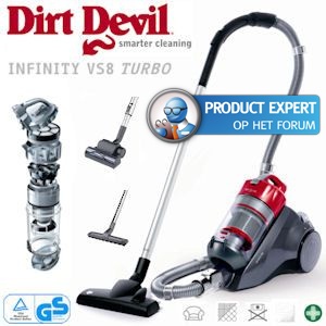 iBood - Dirt Devil Infinity VS8 Turbo Stofzakloze Multicyclone Stofzuiger met Turbo en Parketborstel