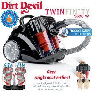 iBood - Dirt Devil Twinfinity krachtige 1600 Watt Multicyclone stofzuiger (zakloos)