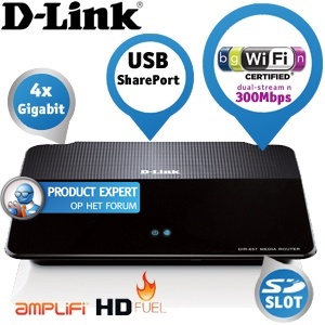 iBood - D-Link Wireless N HD Media router met 4x Gigabit, Smart QoS, USB2.0 en SD-kaartsleuf
