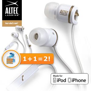 iBood - Duopack Altec Lansing geluidisolerende in-ears 'Muzx Core' - Wit