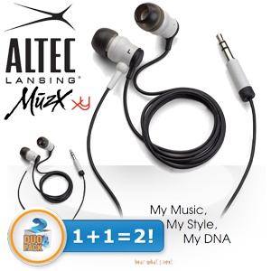 iBood - Duopack Altec Lansing Muzx XY in-ears met superieur geluid en verbeterde bas