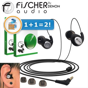 iBood - Duopack Fischer Audio Eterna comfortabele in-ears, ook voor het sporten!